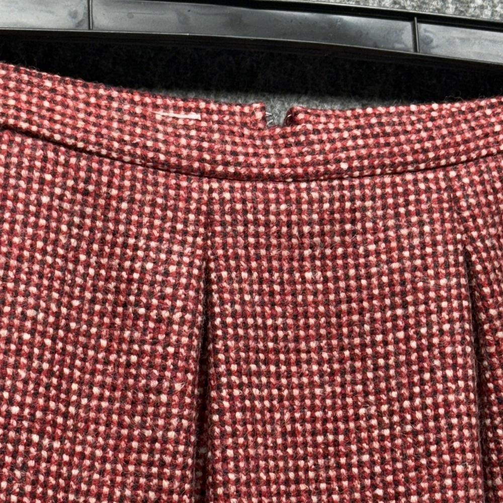 Guy Laroche Diffusion Skirt Womens 36 Red Tweed A-Line Midi Lined Made in France - Picture 5 of 16